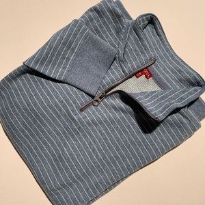 Sky blue and white stripe pouch pocket long sleeve
